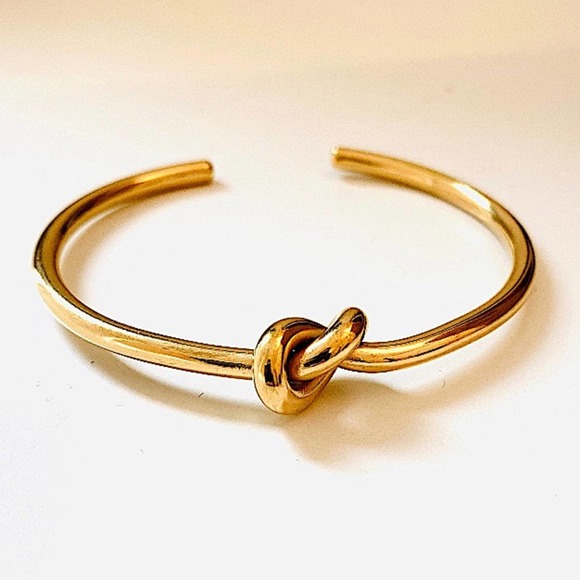 Tie Knot Gold Plated Bangle Cuff Bracelet - Picture 9 of 15